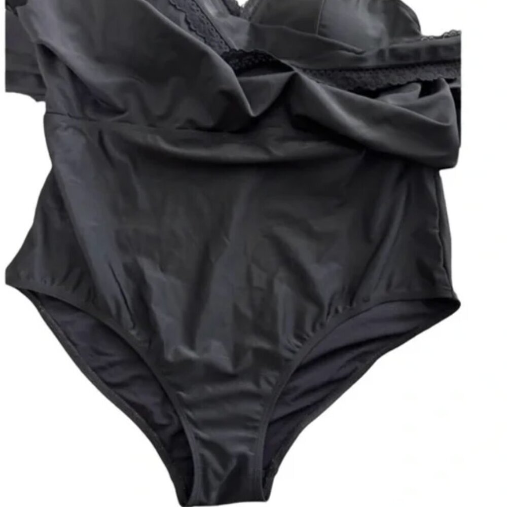 Torrid Mid Lace Trimmed Swim‎ Dress with Brief Deep Black size 4X - Picture 7 of 8